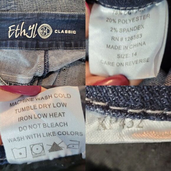 Ethyl Classic Womens Stretch Denim Jeans Sz 14 Mid-Rise Slim Fit Dark Wash - Picture 3 of 12